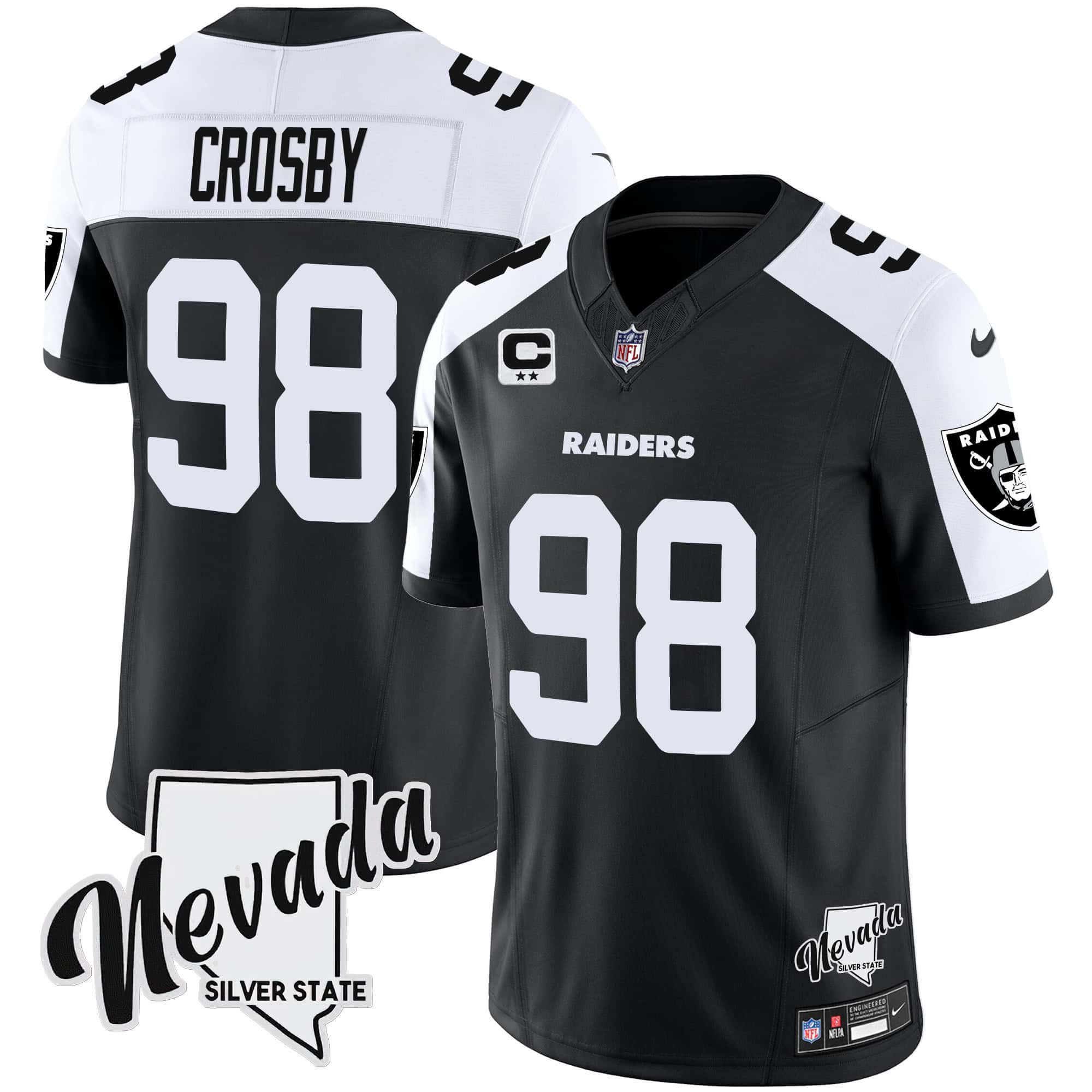 Men Oakland Raiders #98 Crosby Black 2024 Nike Nevada Silver State Patch Vapor NFL Jersey->indianapolis colts->NFL Jersey